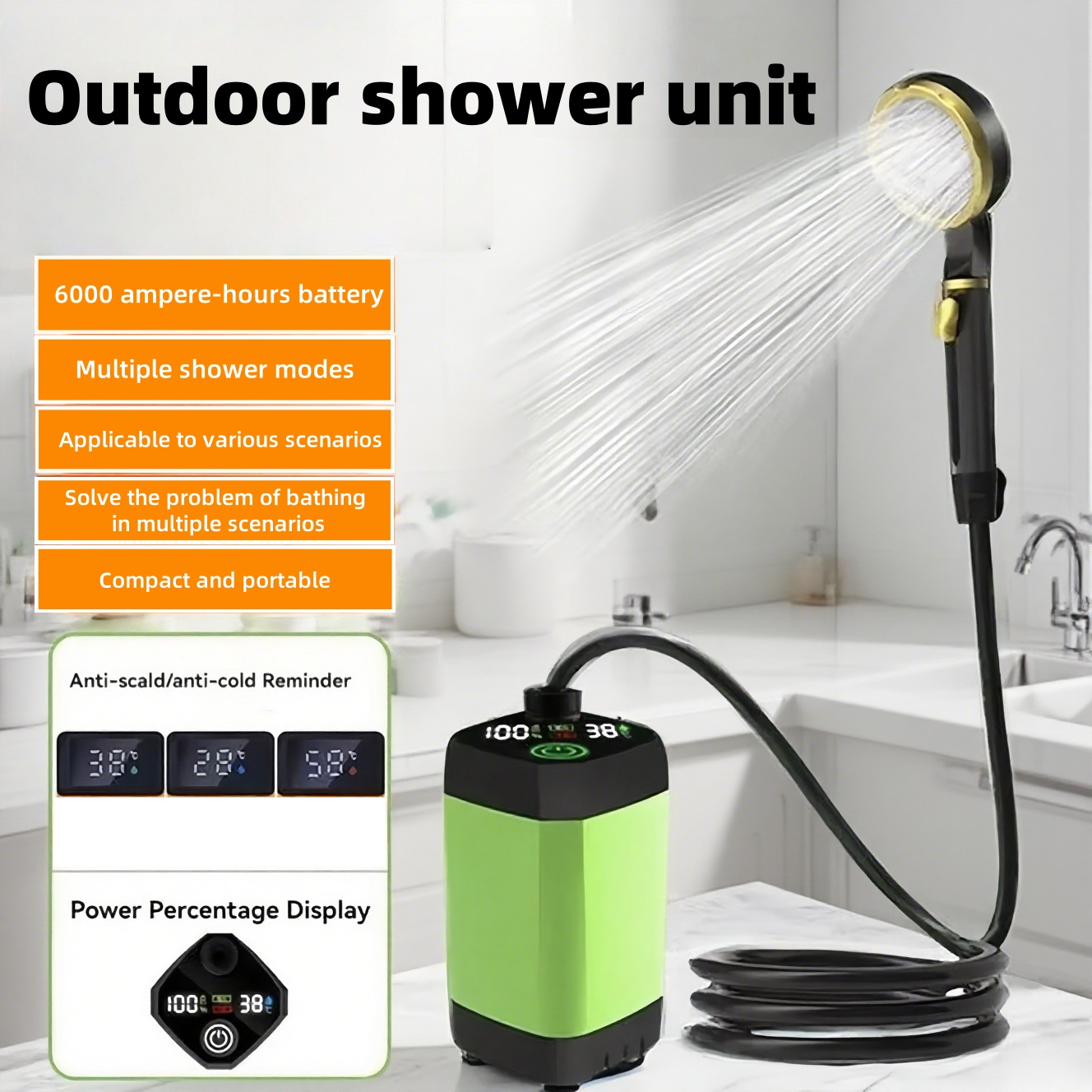Outdoor Adventure Trips - Doccia Elettrica Portatile per Esterni, con
